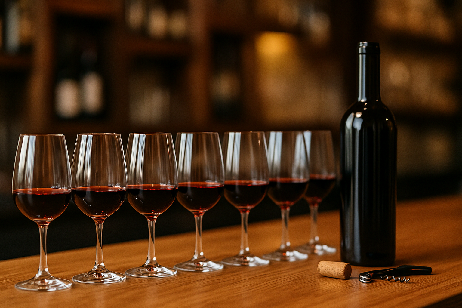 copas de vino en barra de bar