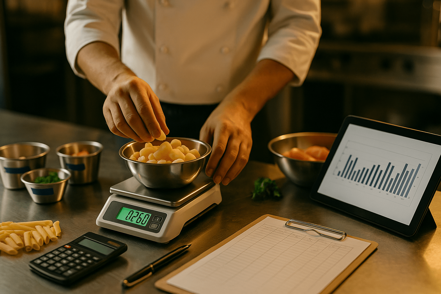 chef pesando la materia prima