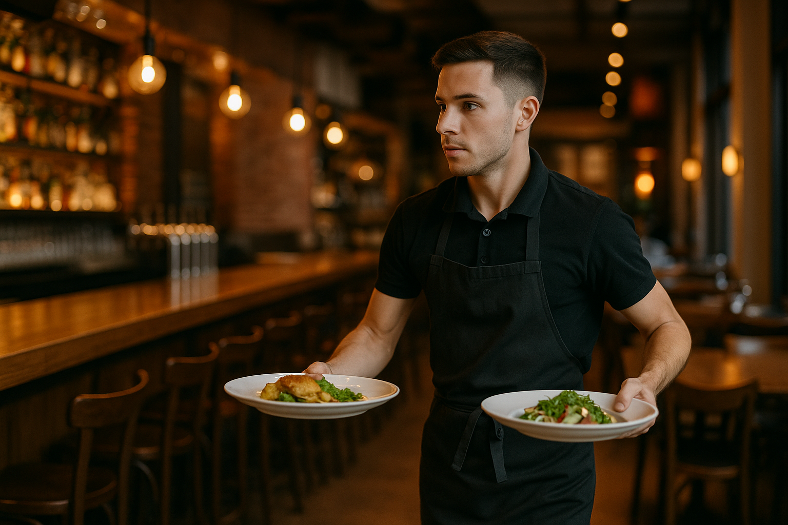 camarero runner llevando la comanda a una mesa