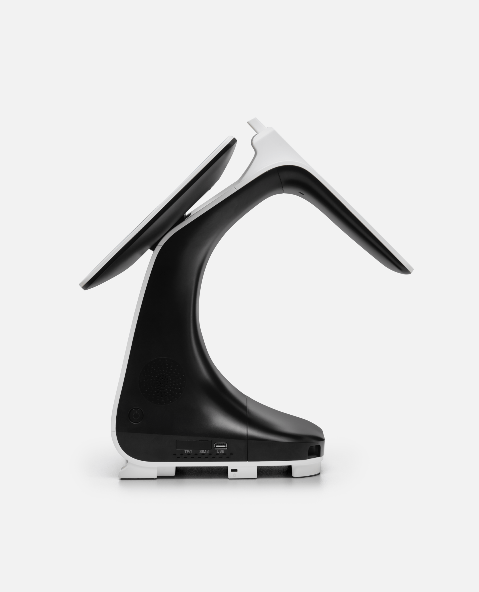 Primer plano del dispositivo Pay-Desk Loomis Pay visto de perfil.