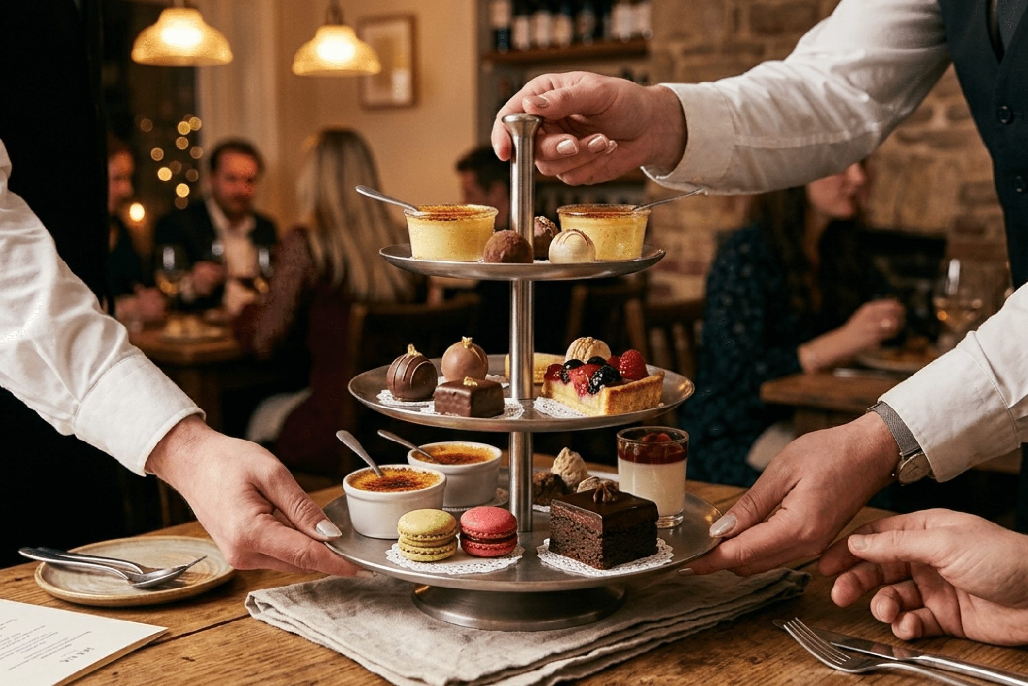 variedad de postres en restaurante
