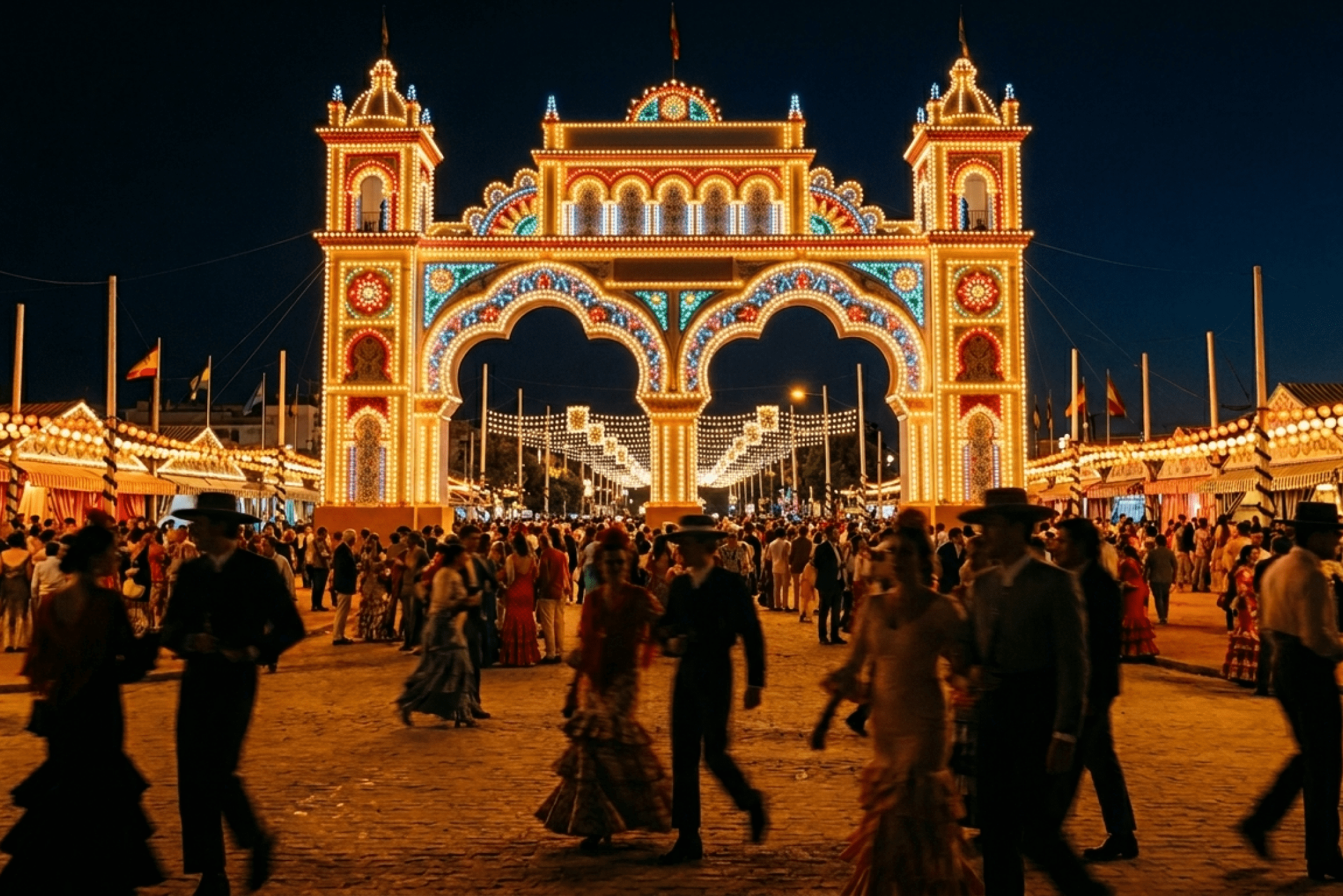 imagen de la feria de abril 2026 de noche